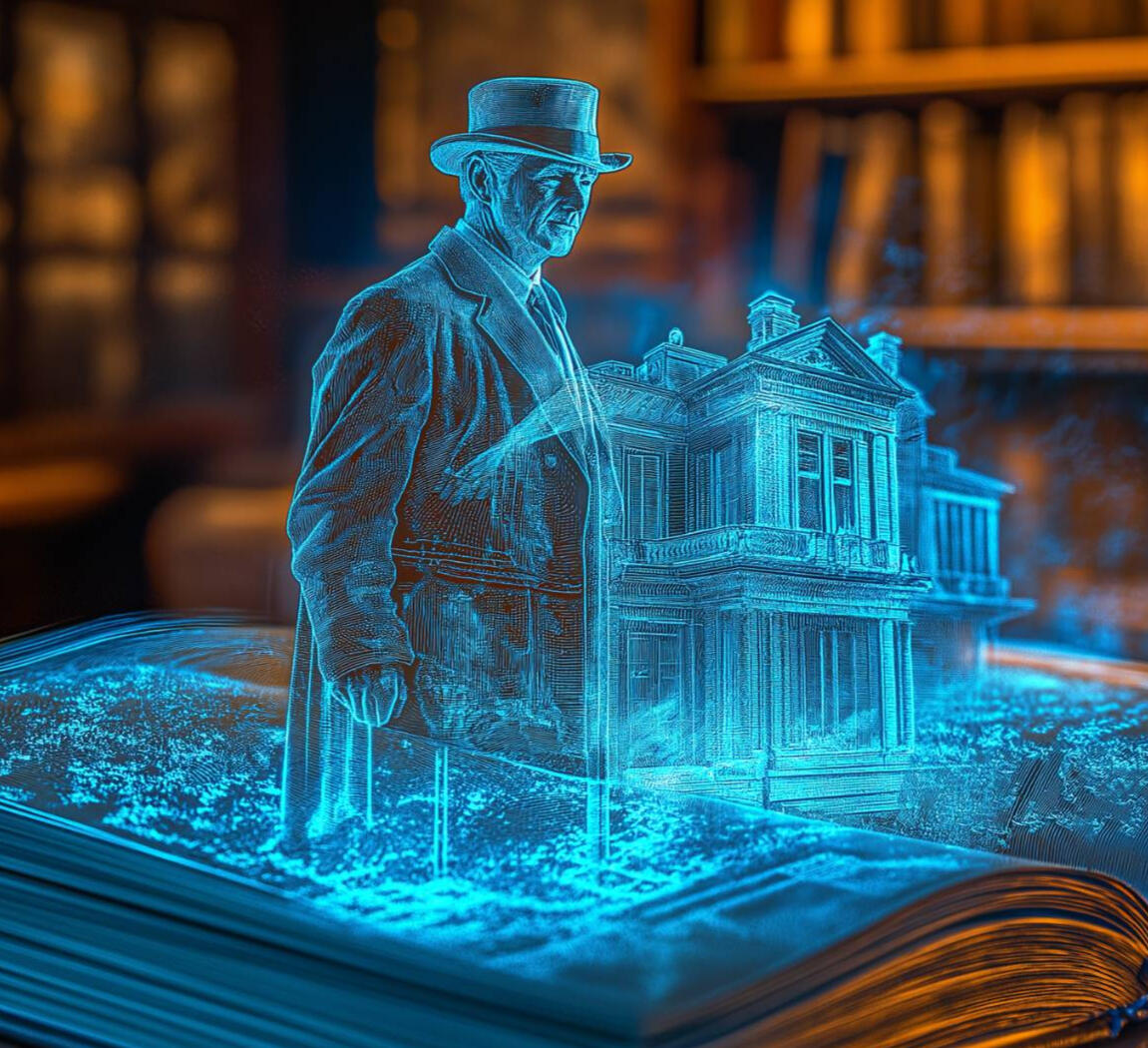 Books on Crime Man investigating house