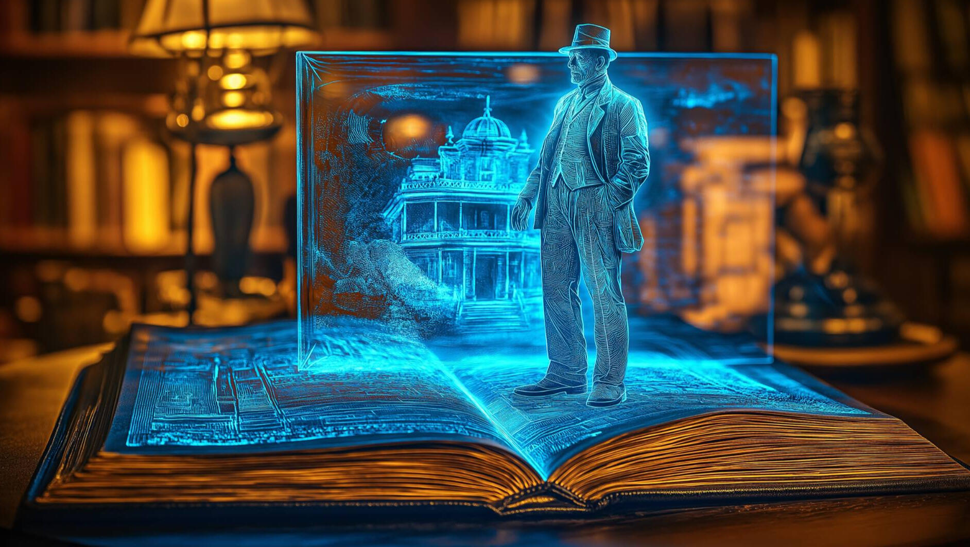 Best selling crime book Man in pages of a book